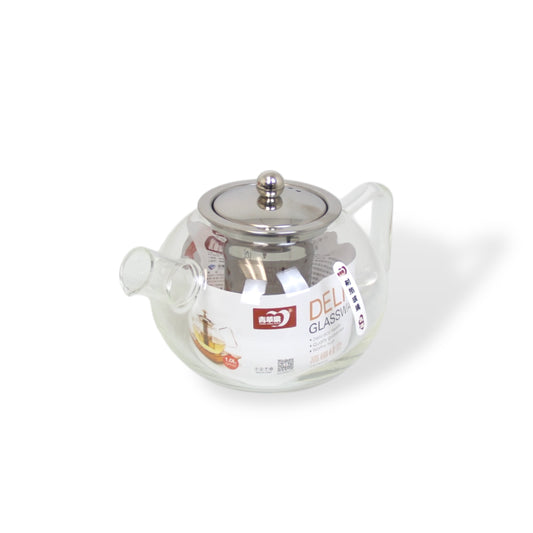 1 Litre Glass Tea pot with Stainless Steel Steeper with Glass Handle