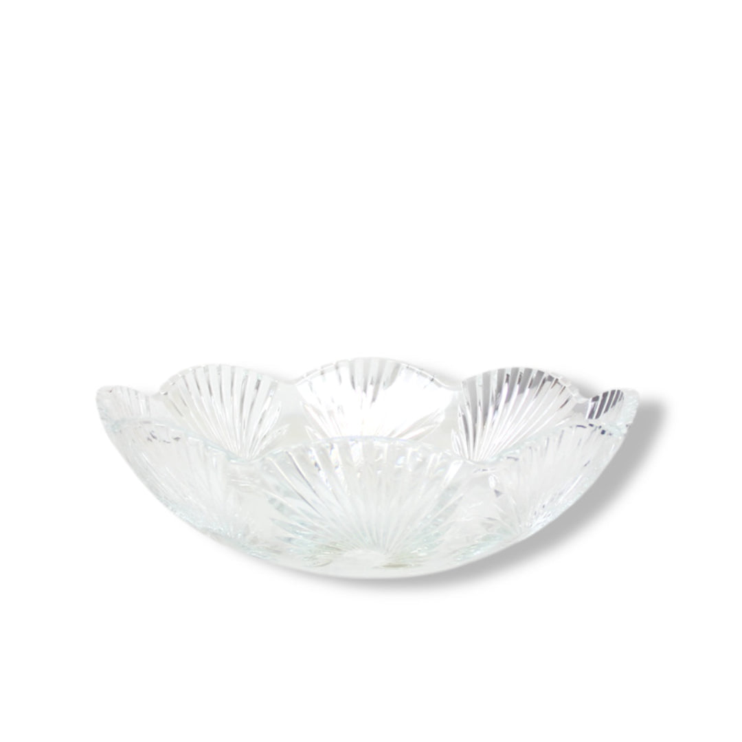 Crystal Glass Deep Bowl with Textured Finish for Coffee Table and Serving, Serving Glassware