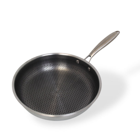 Stainless Steel Long Handle Induction Fry Pan - Hex Lining 28 CM