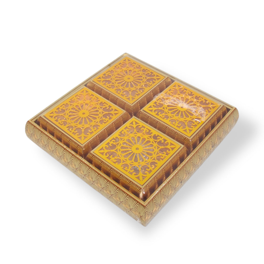 Dry Fruit and Nuts Coffee Table 4 Piece Tray in Acrylic Gold and Gold