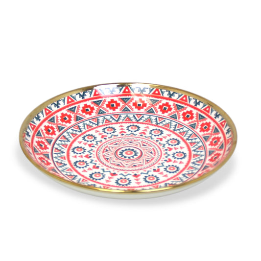 Colourful Ceramic Porcelain Dinner Plate Dinnerware in Red - 10 Inches