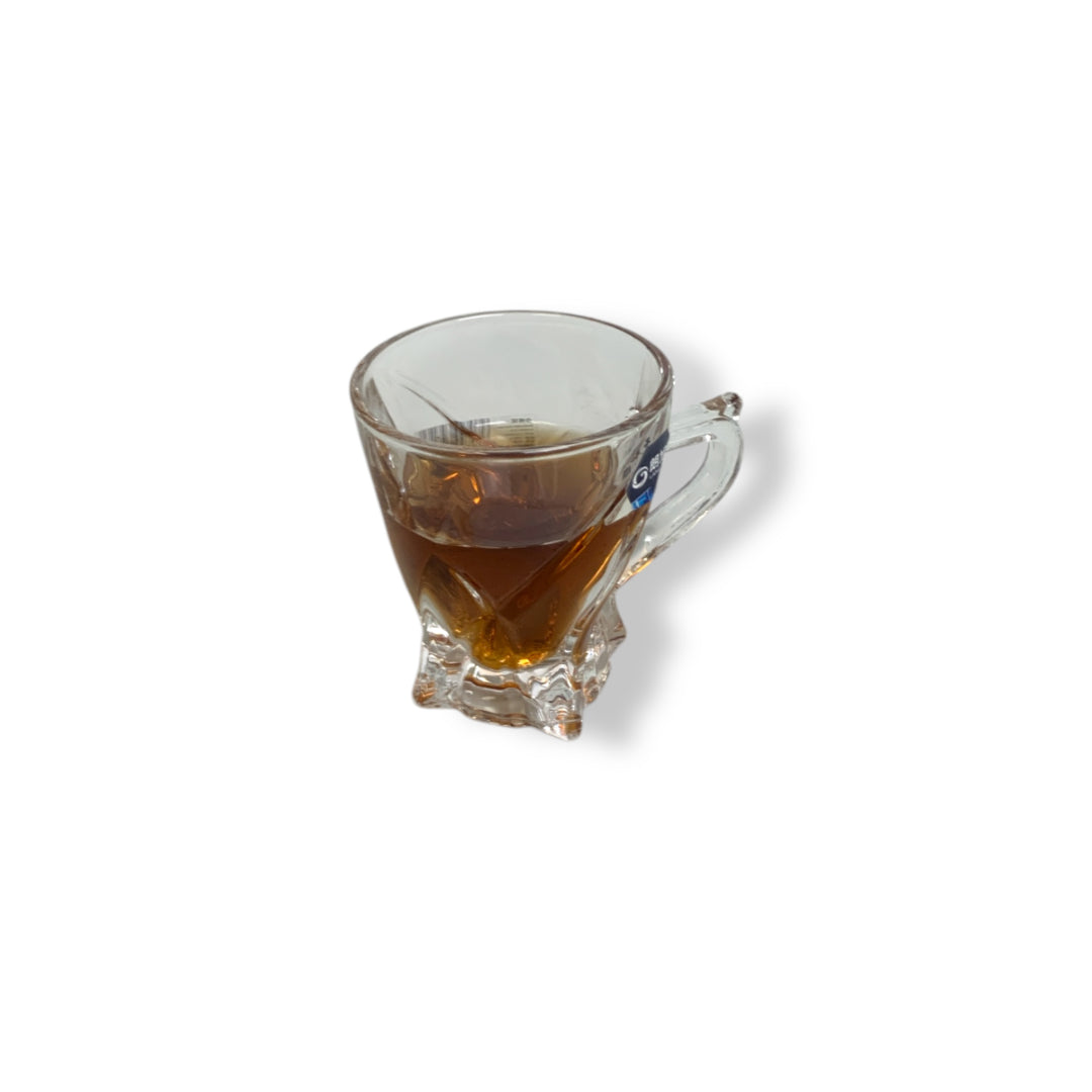 Crystal Glass Set of 6 Pieces Tea Cups with Handle