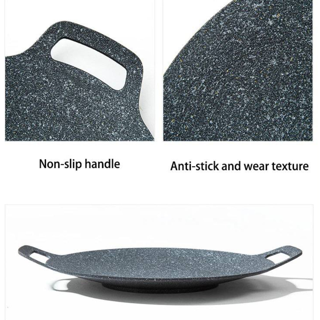 Non Stick Granite Coating Black Iron Double Ear Flat Pan - 30 CM Tawa