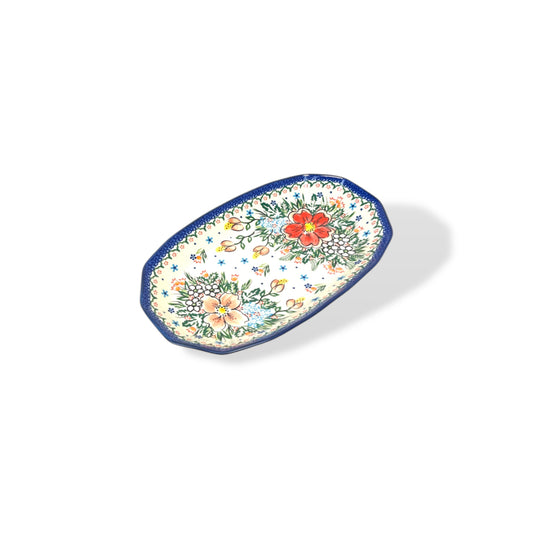 Colourful Ceramic Porcelain Dinner Plate Tray Serving Flower Design Hand Painted Dinnerware