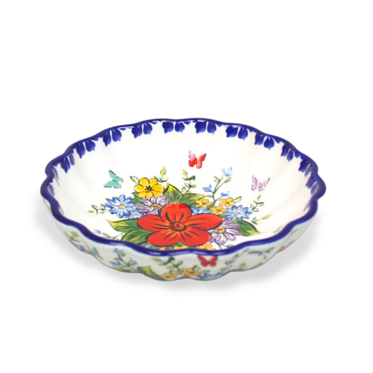 Colourful Ceramic Porcelain Dinner Plate Bowl Flower Design Hand Painted Dinnerware - 8 Inches