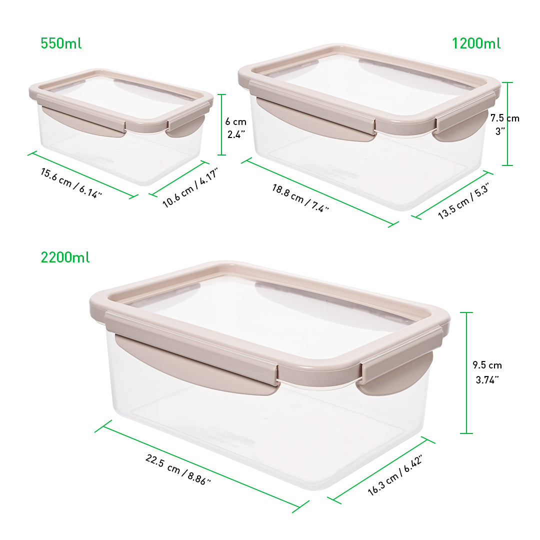 Silicon Lid Tupperware 3 Piece Set, Large